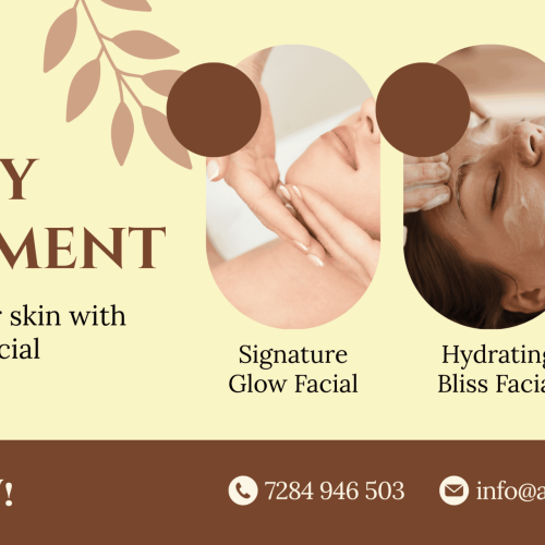 Yellow and Brown Simple Beauty Treatment Salon Banner Landscape